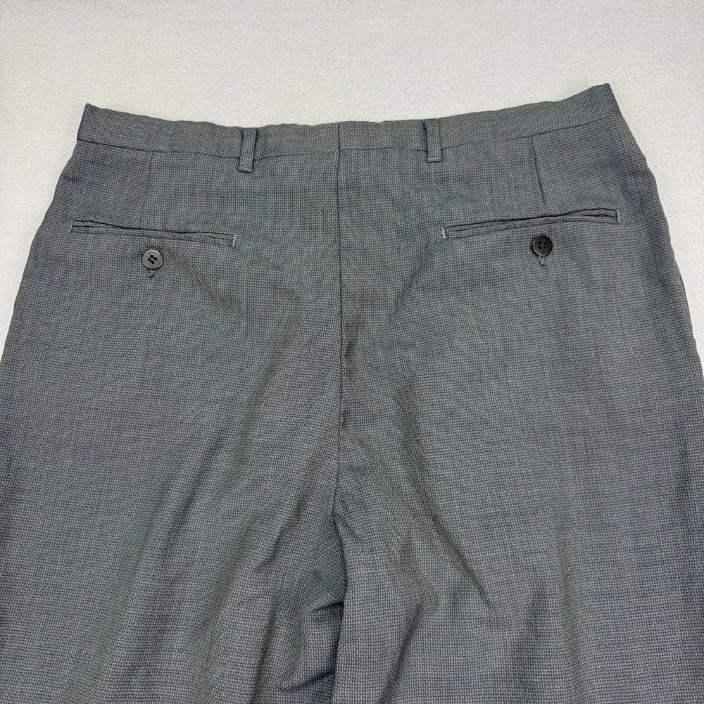 Vtg Christian Dior Monsieur Pants Mens 34x29 Gray Plaid Wool Pleated Cuffed